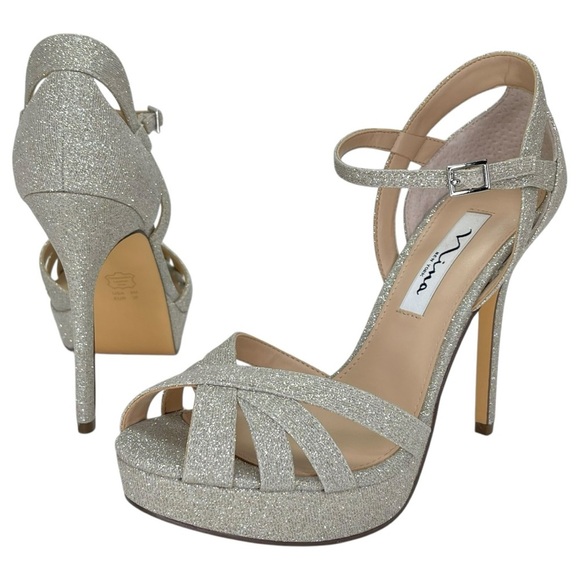 Nina Samara Dark Silver Glitterati Womens Heels Size 8M - Picture 9 of 12